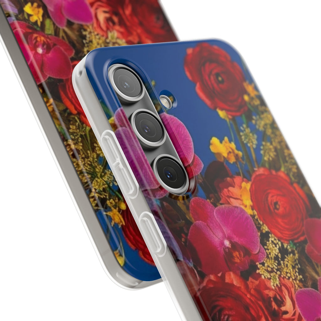 Floral Bouquet Flexi Case — Vibrant Red & Pink Flowers Phone Cover