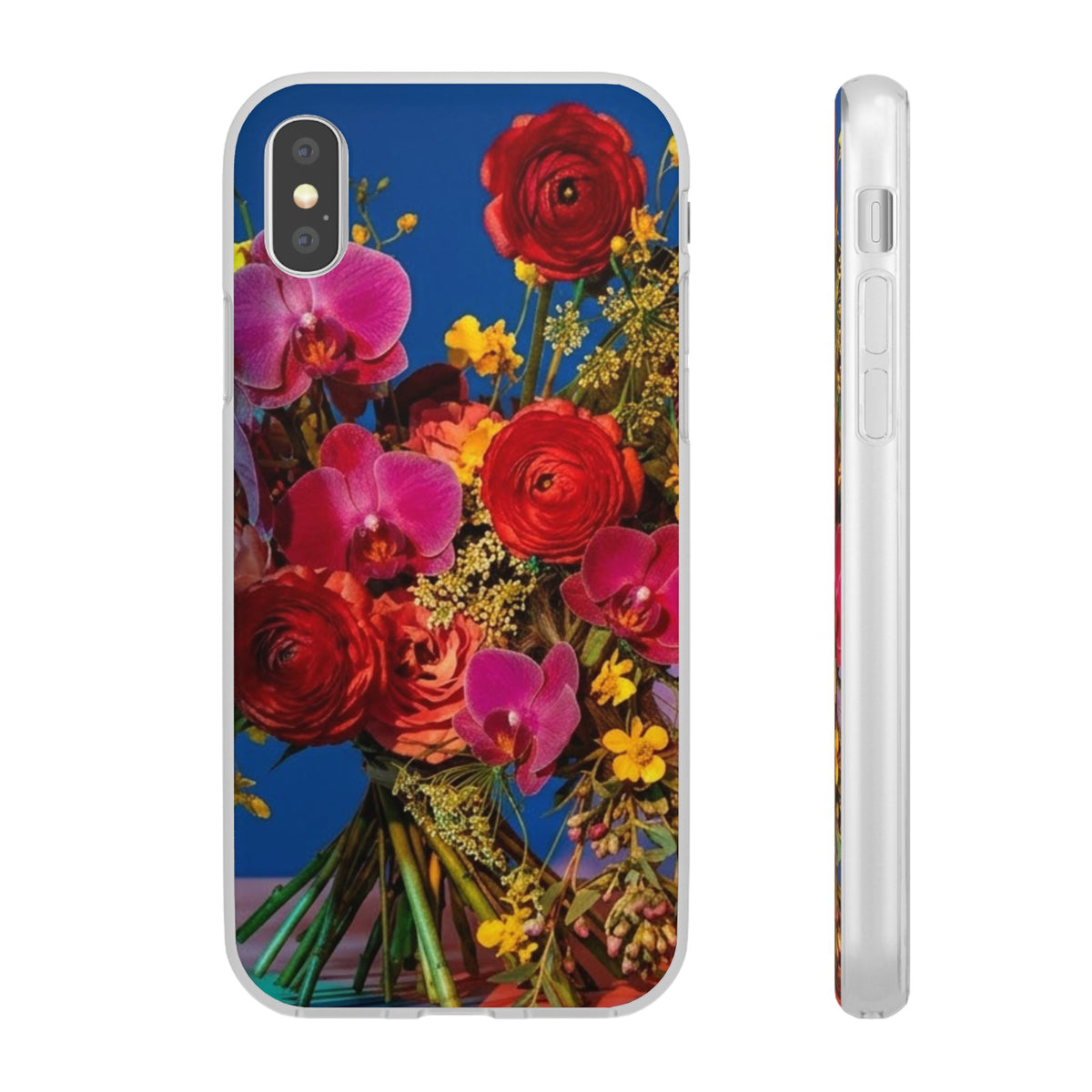 Floral Bouquet Flexi Case — Vibrant Red & Pink Flowers Phone Cover