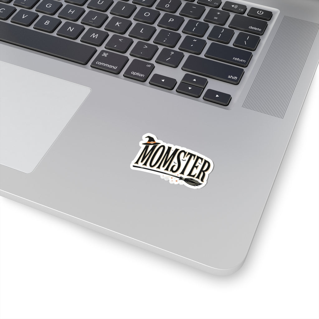 Momster Halloween Sticker — Witch Hat & Broom Mom Sticker