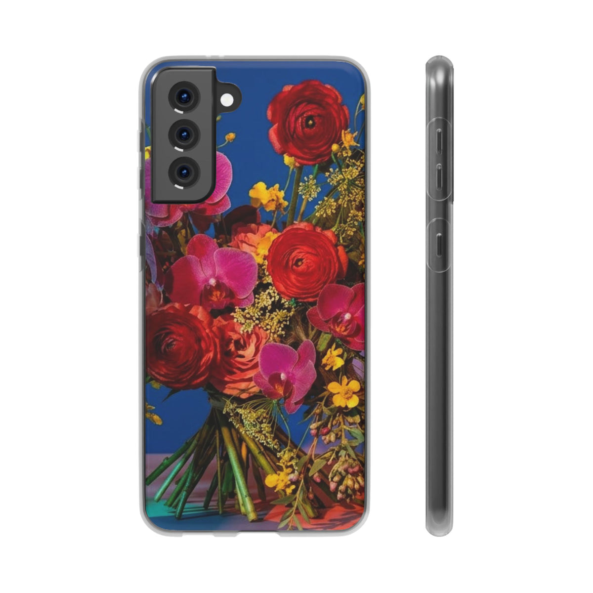 Floral Bouquet Flexi Case — Vibrant Red & Pink Flowers Phone Cover