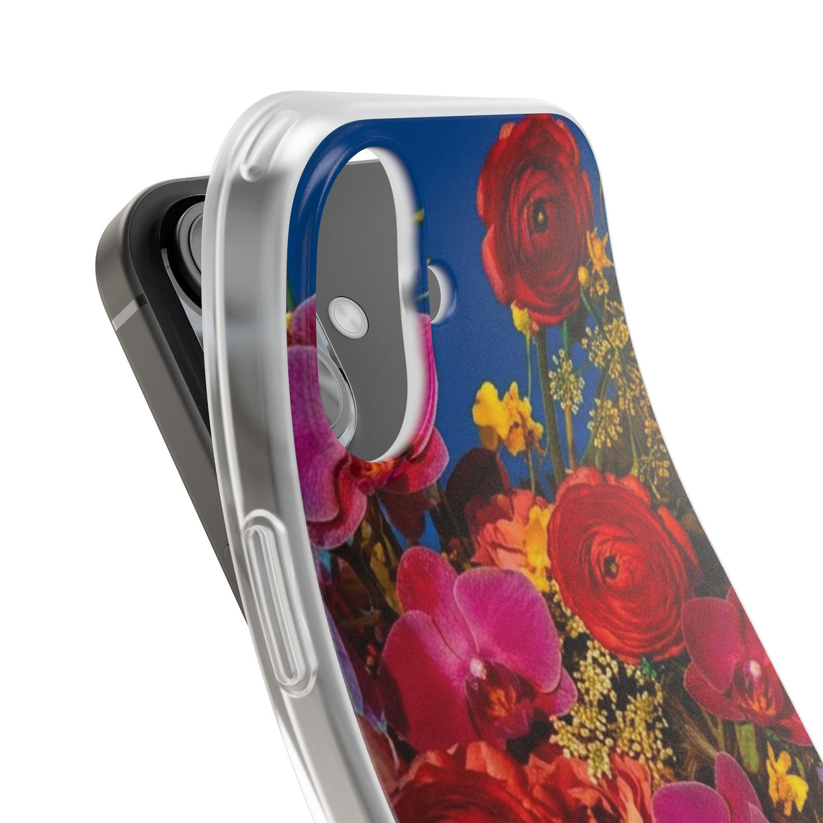 Floral Bouquet Flexi Case — Vibrant Red & Pink Flowers Phone Cover