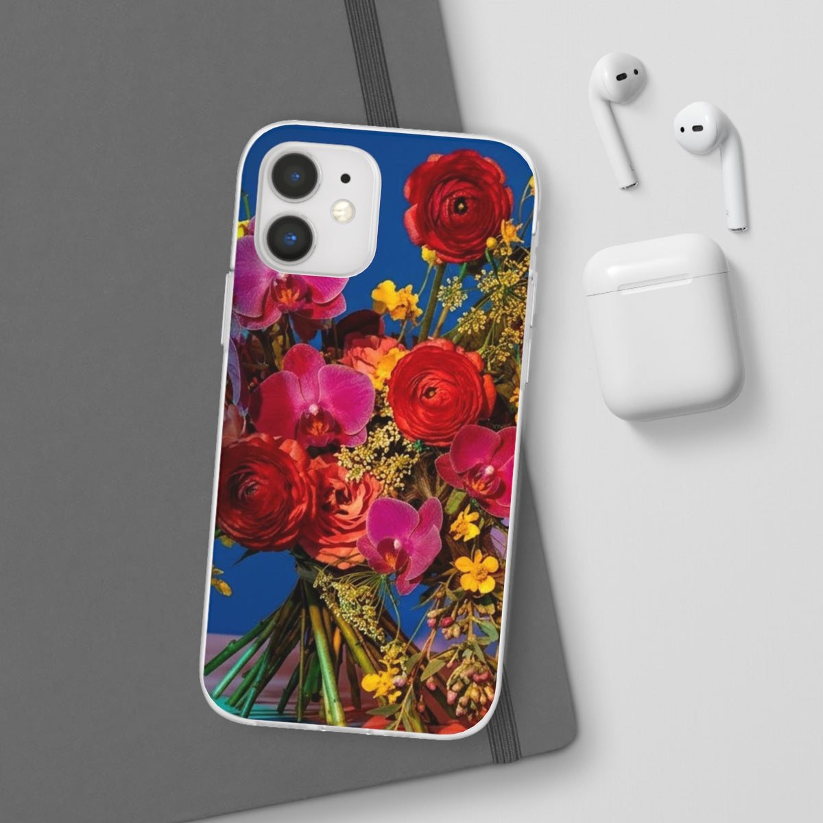 Floral Bouquet Flexi Case — Vibrant Red & Pink Flowers Phone Cover