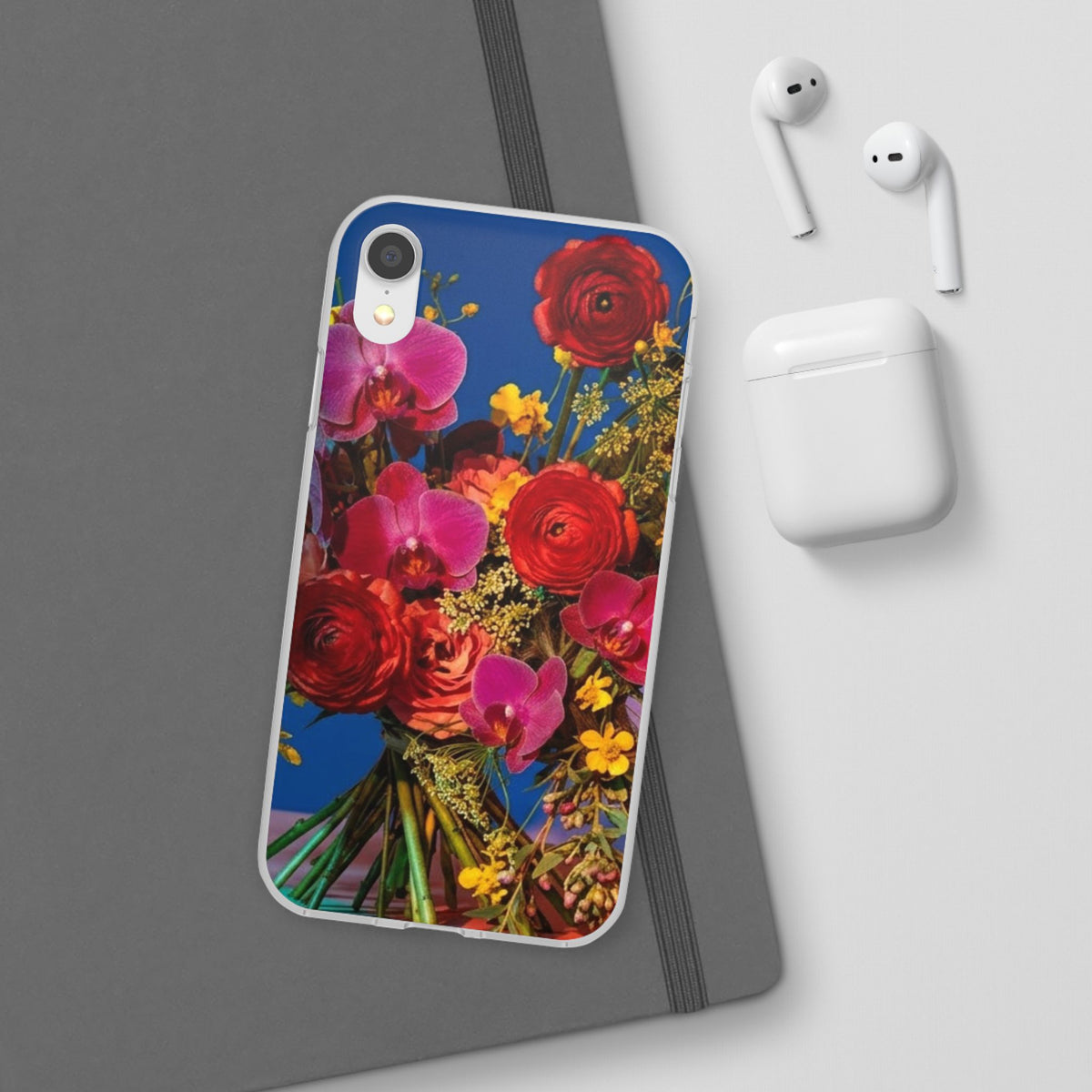 Floral Bouquet Flexi Case — Vibrant Red & Pink Flowers Phone Cover