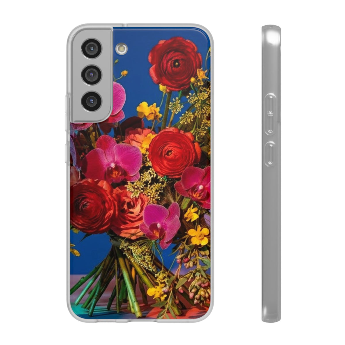 Floral Bouquet Flexi Case — Vibrant Red & Pink Flowers Phone Cover