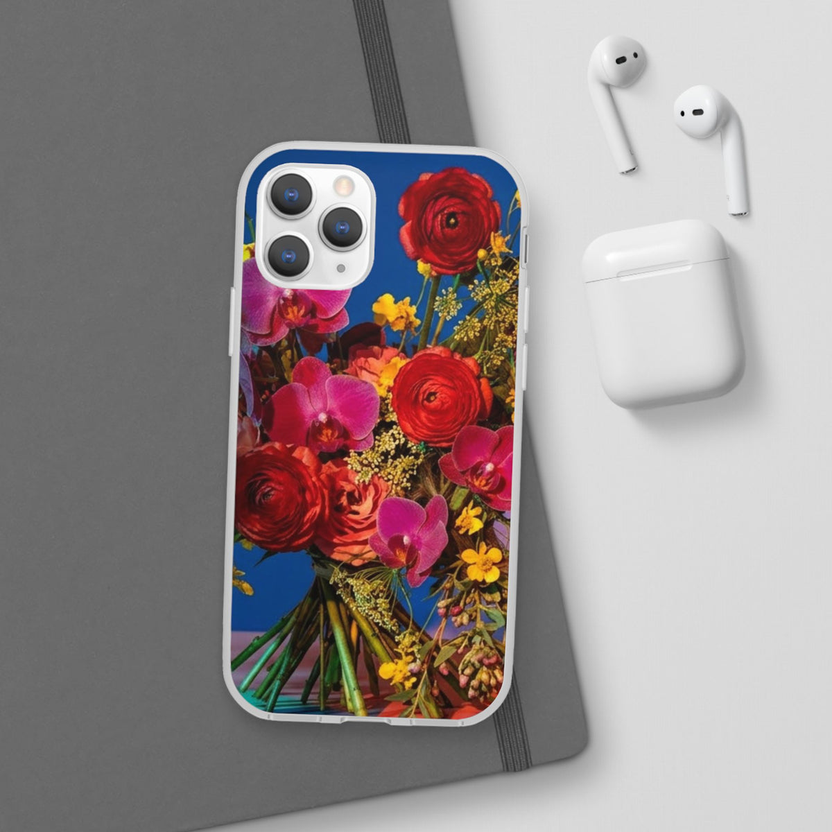 Floral Bouquet Flexi Case — Vibrant Red & Pink Flowers Phone Cover