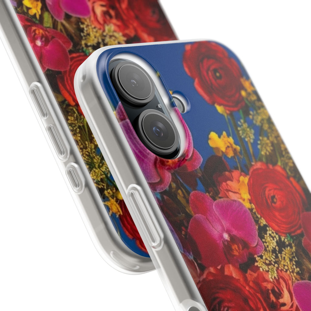 Floral Bouquet Flexi Case — Vibrant Red & Pink Flowers Phone Cover