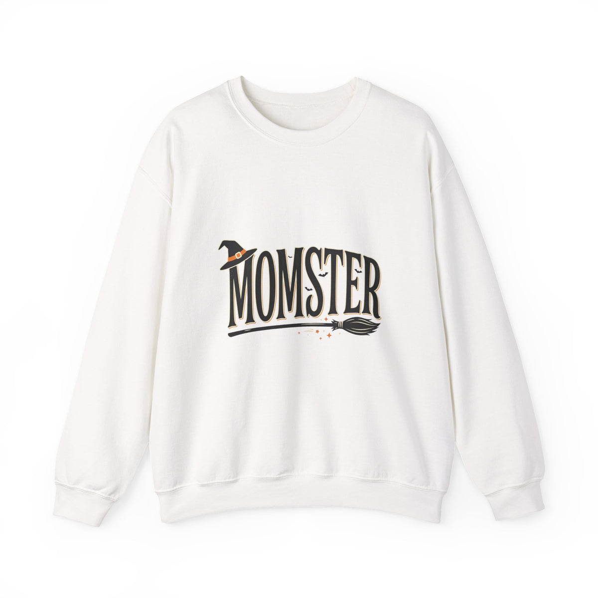 Momster Sweatshirt — Halloween Mom Crewneck with Witch Hat & Broom