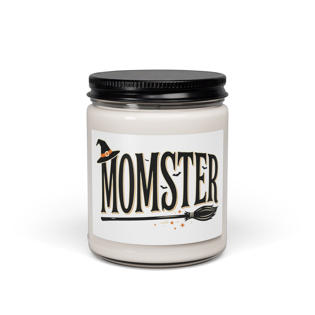 Momster Halloween Soy Candle — 9oz Scented Jar (Witch Hat & Broom Design)