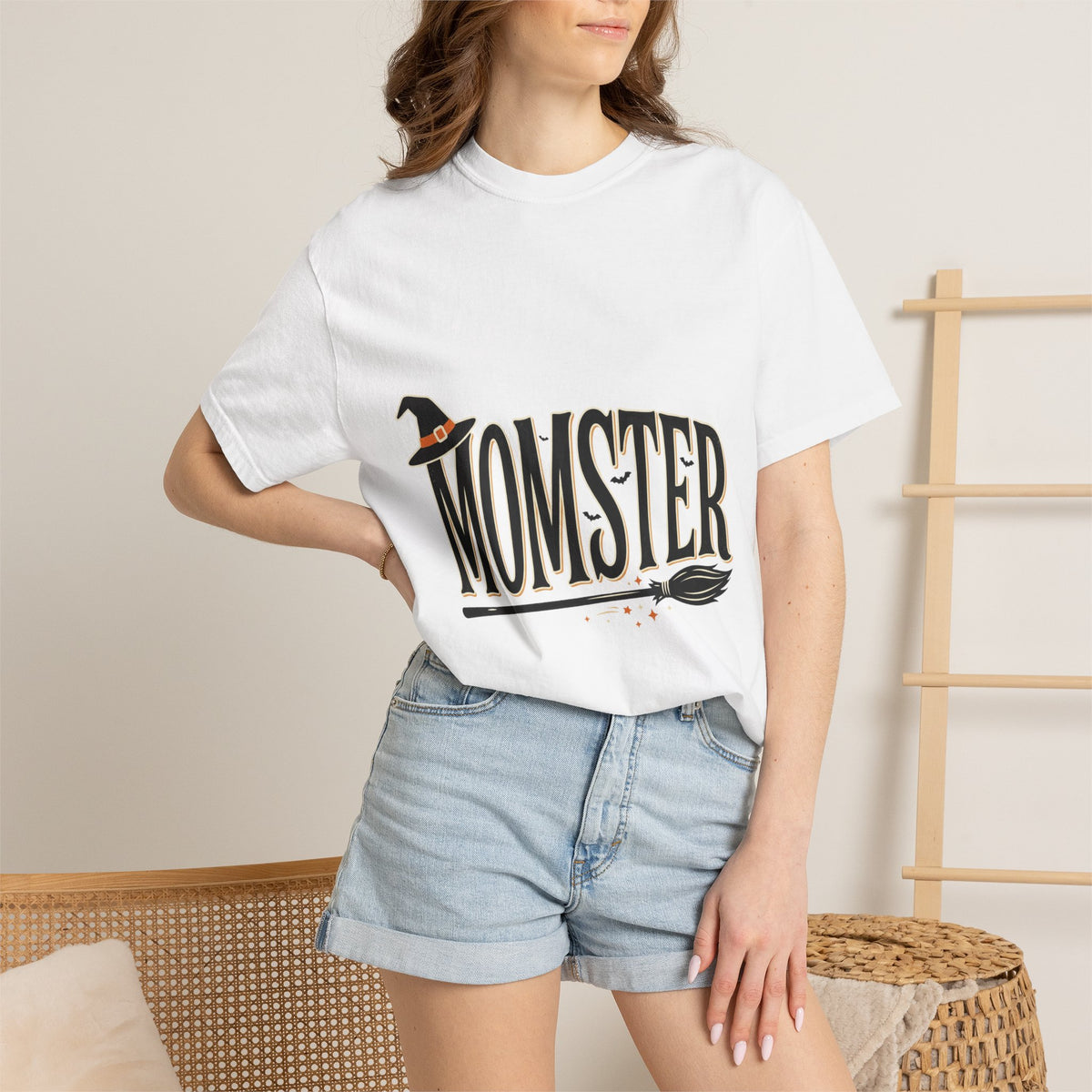 Momster Halloween T-Shirt — Witch Hat & Broom Mom Tee