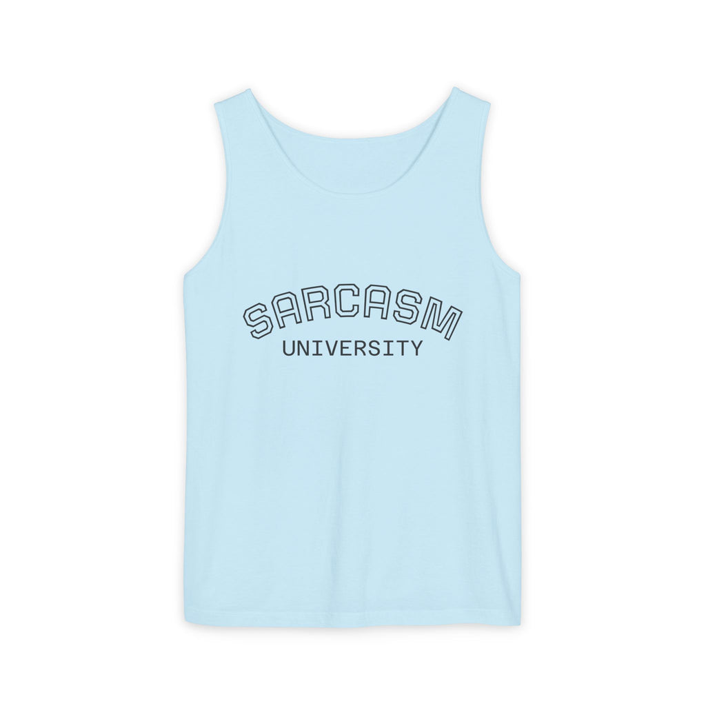 Sarcasm University Tank Top — Funny Collegiate Graphic Tank