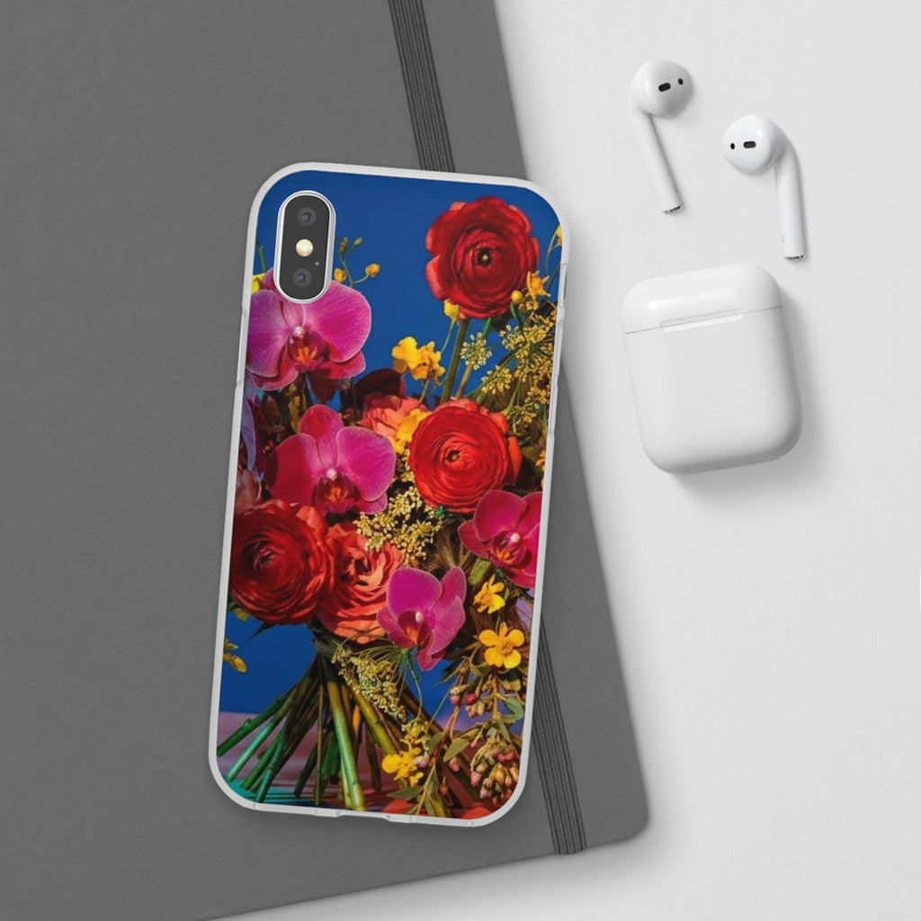 Floral Bouquet Flexi Case — Vibrant Red & Pink Flowers Phone Cover
