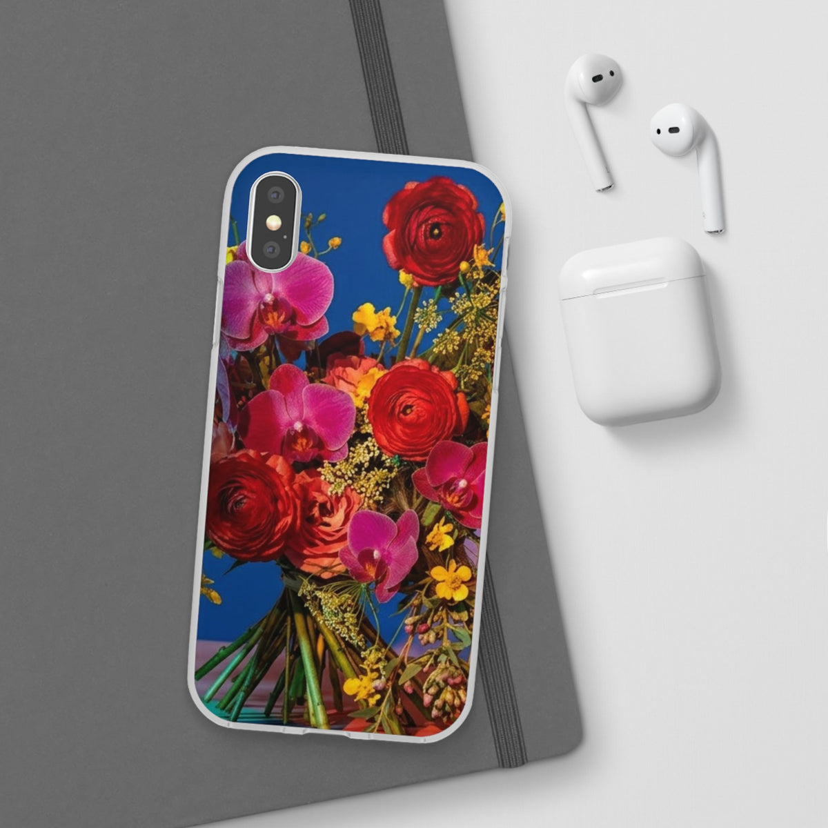 Floral Bouquet Flexi Case — Vibrant Red & Pink Flowers Phone Cover