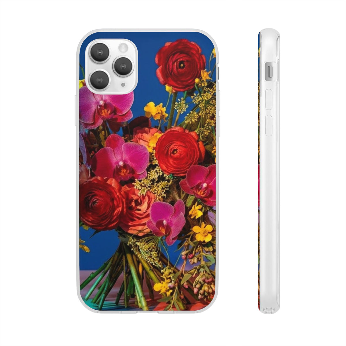 Floral Bouquet Flexi Case — Vibrant Red & Pink Flowers Phone Cover