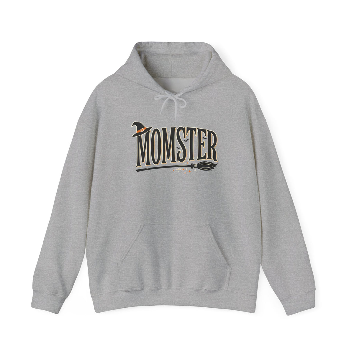 Momster Halloween Hoodie — Witch Hat & Broom Mom Sweatshirt
