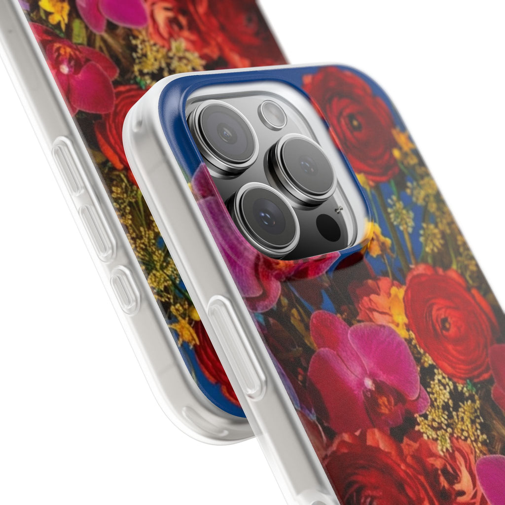 Floral Bouquet Flexi Case — Vibrant Red & Pink Flowers Phone Cover