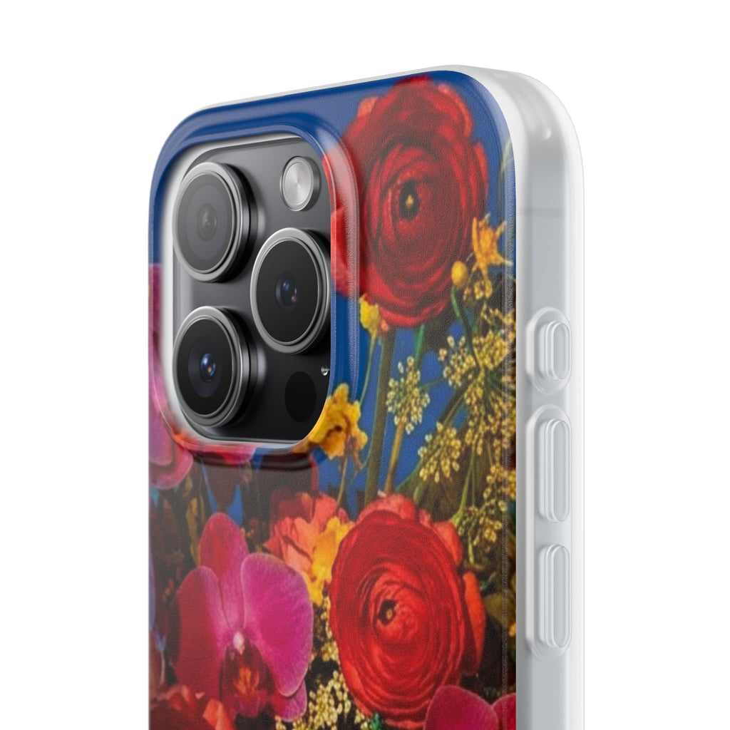 Floral Bouquet Flexi Case — Vibrant Red & Pink Flowers Phone Cover