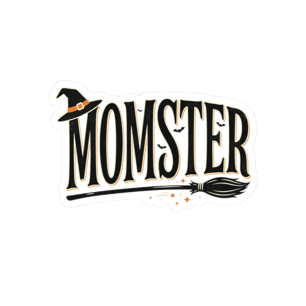 Momster Halloween Sticker — Witch Hat & Broom Mom Sticker