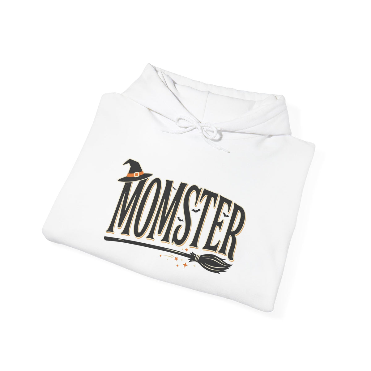 Momster Halloween Hoodie — Witch Hat & Broom Mom Sweatshirt