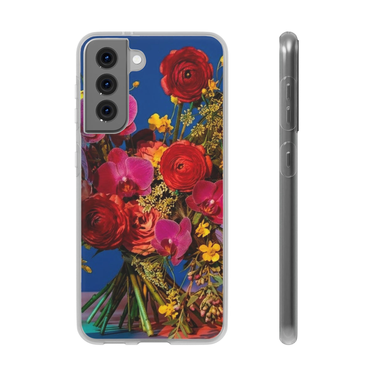 Floral Bouquet Flexi Case — Vibrant Red & Pink Flowers Phone Cover
