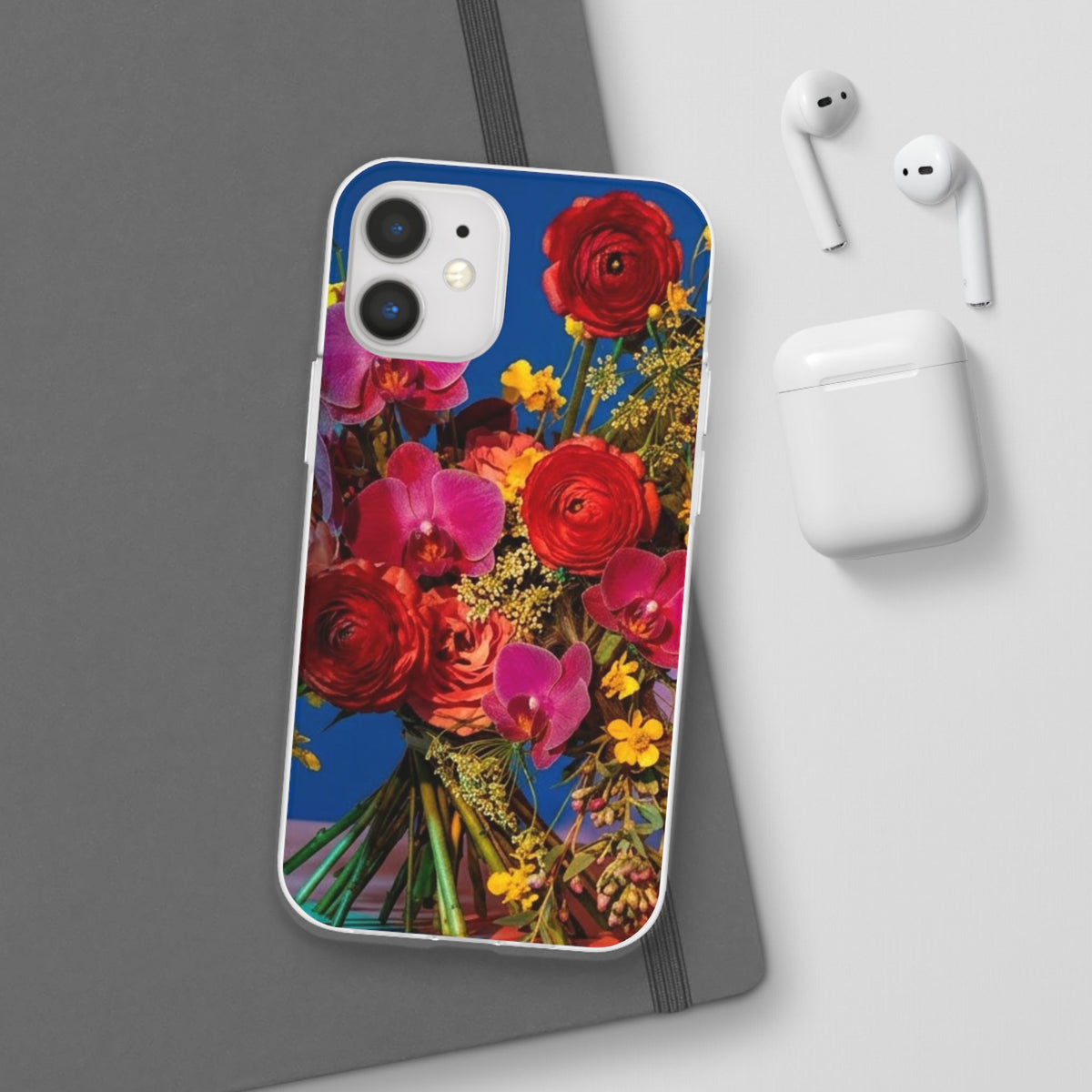 Floral Bouquet Flexi Case — Vibrant Red & Pink Flowers Phone Cover