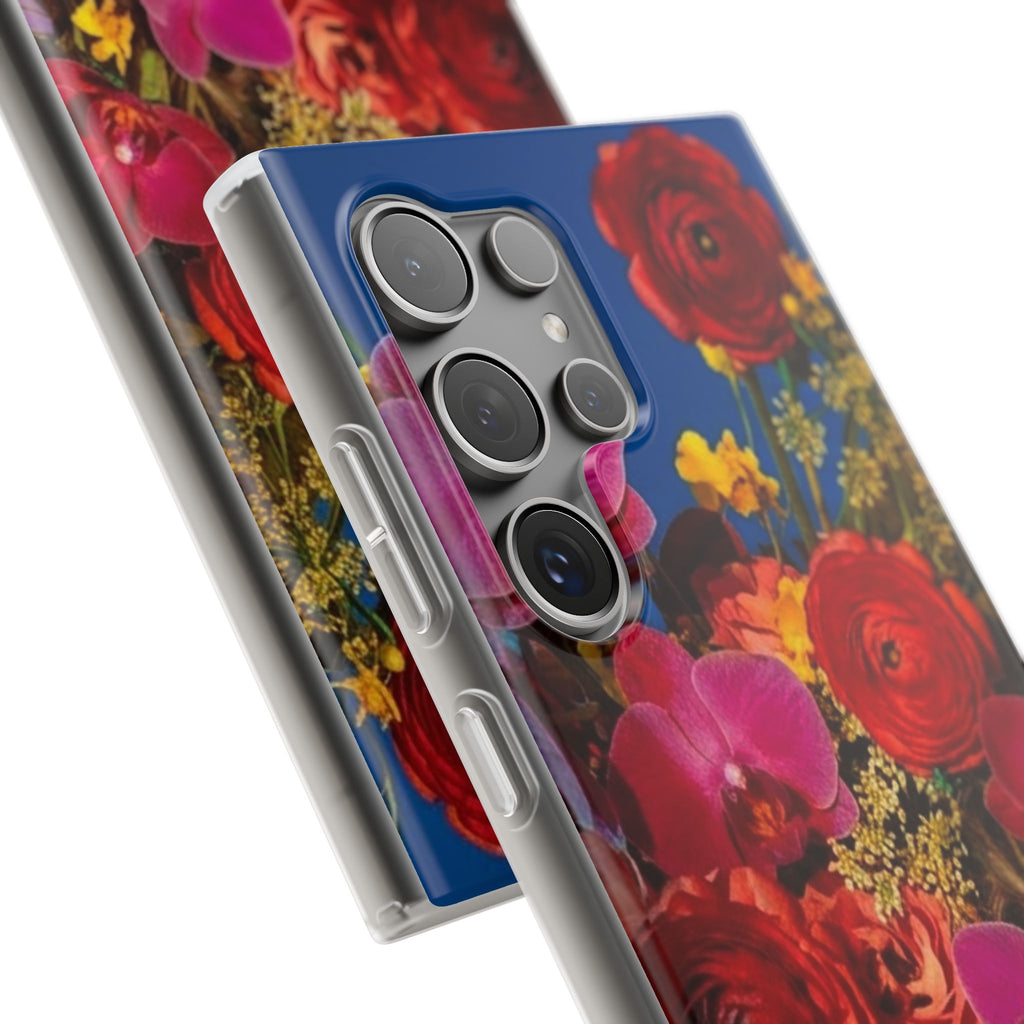 Floral Bouquet Flexi Case — Vibrant Red & Pink Flowers Phone Cover
