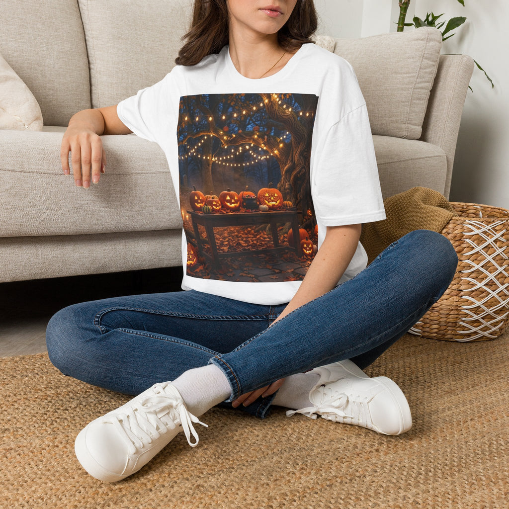 Halloween Pumpkin Patch T-Shirt — String Lights & Jack-O'-Lanterns Tee