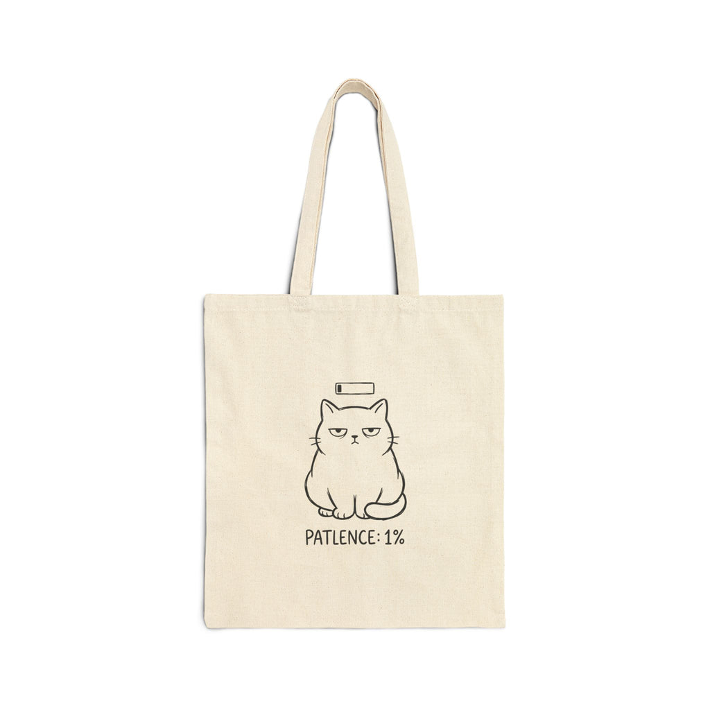 Patience 1% Grumpy Cat Tote | Canvas Tote, Deadpan Humor