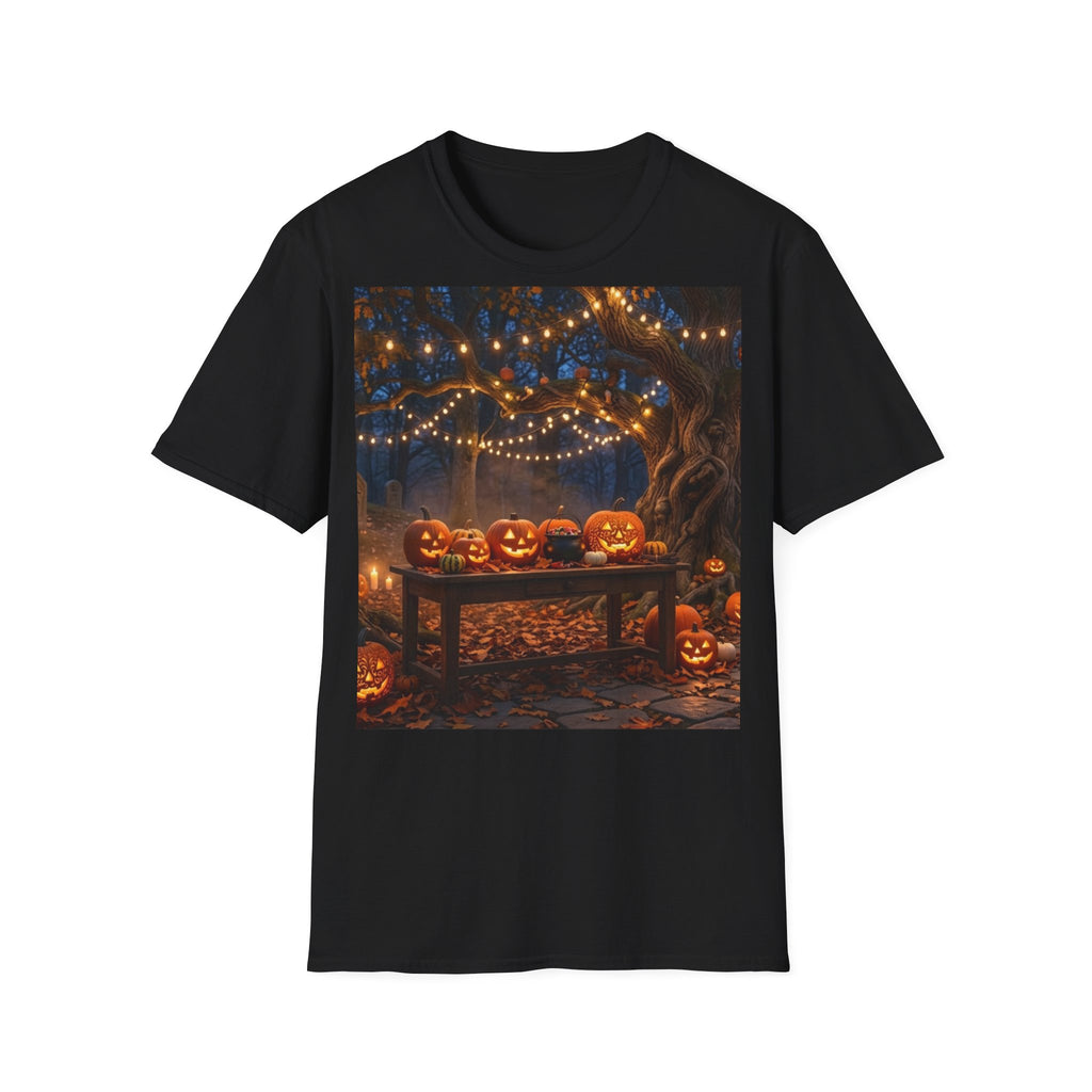Halloween Pumpkin Patch T-Shirt — String Lights & Jack-O'-Lanterns Tee