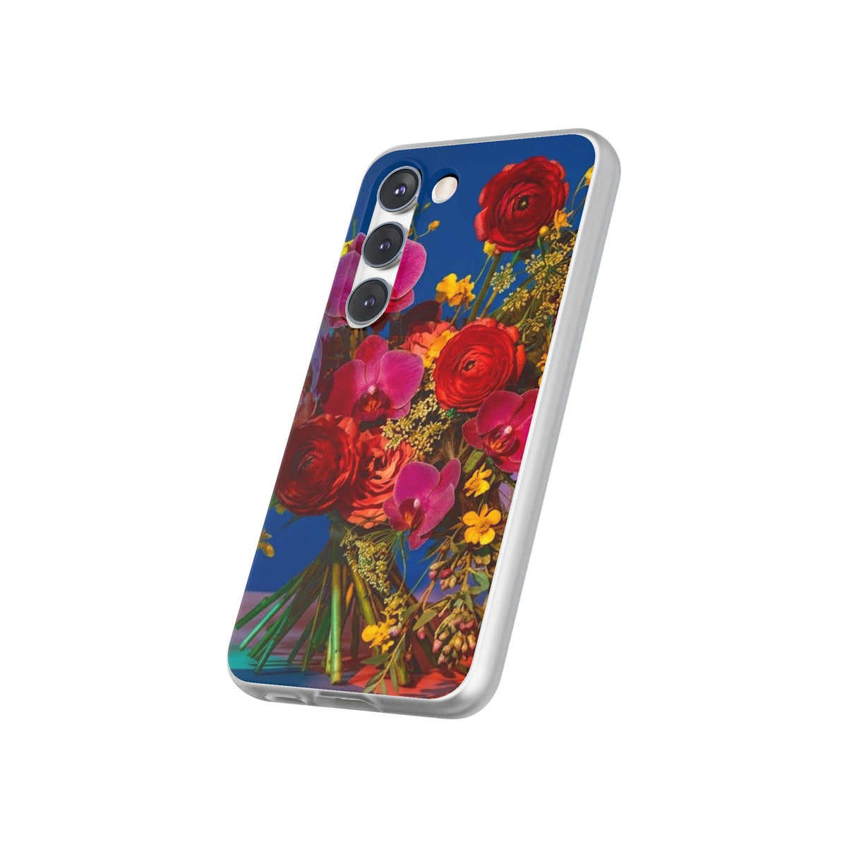 Floral Bouquet Flexi Case — Vibrant Red & Pink Flowers Phone Cover