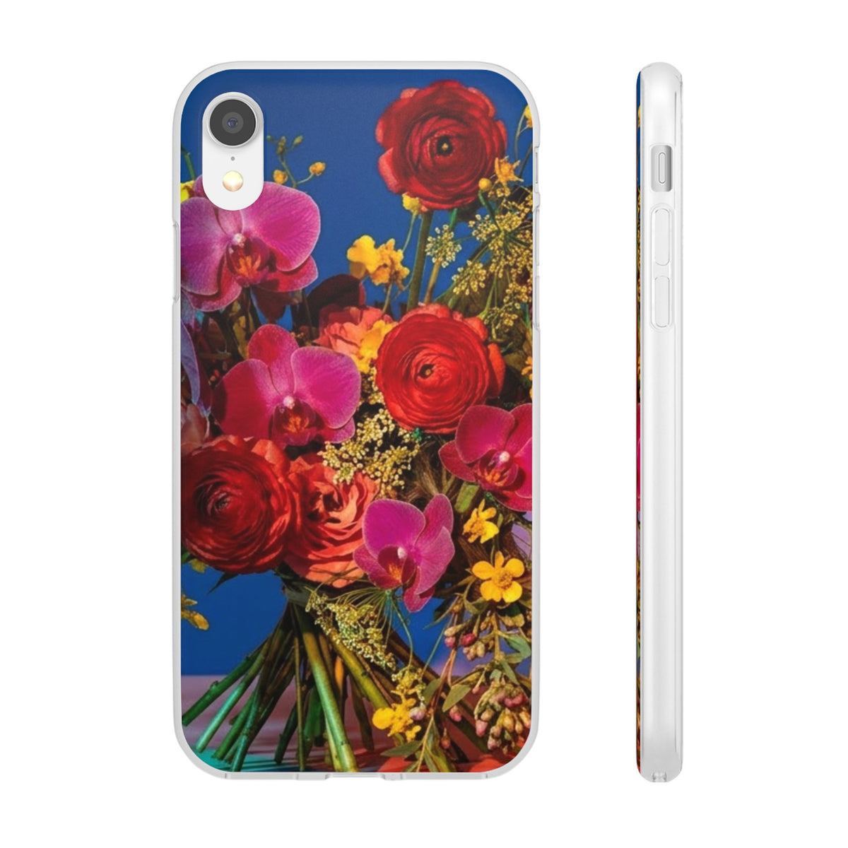 Floral Bouquet Flexi Case — Vibrant Red & Pink Flowers Phone Cover