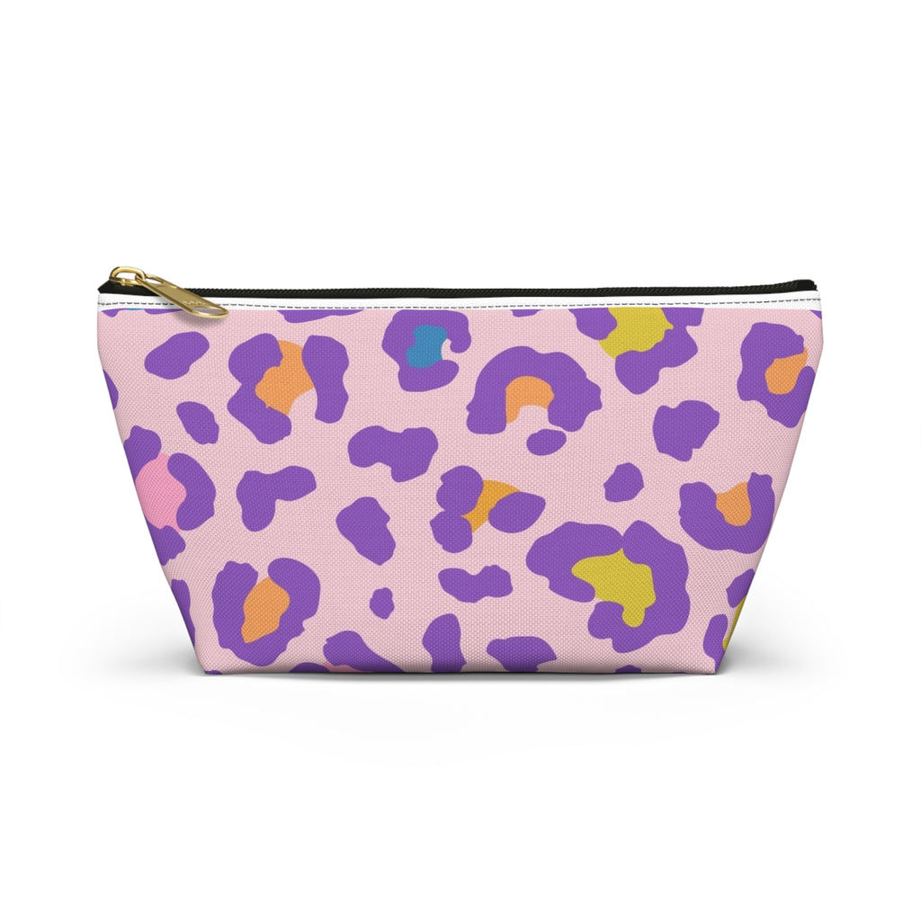 Pastel Leopard Accessory Pouch — Pink T‑Bottom Makeup Bag