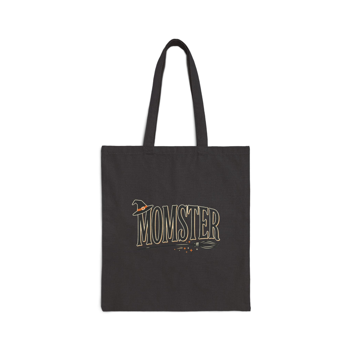 Momster Halloween Tote Bag - 'Momster' Witch Hat Design Cotton Canvas Tote