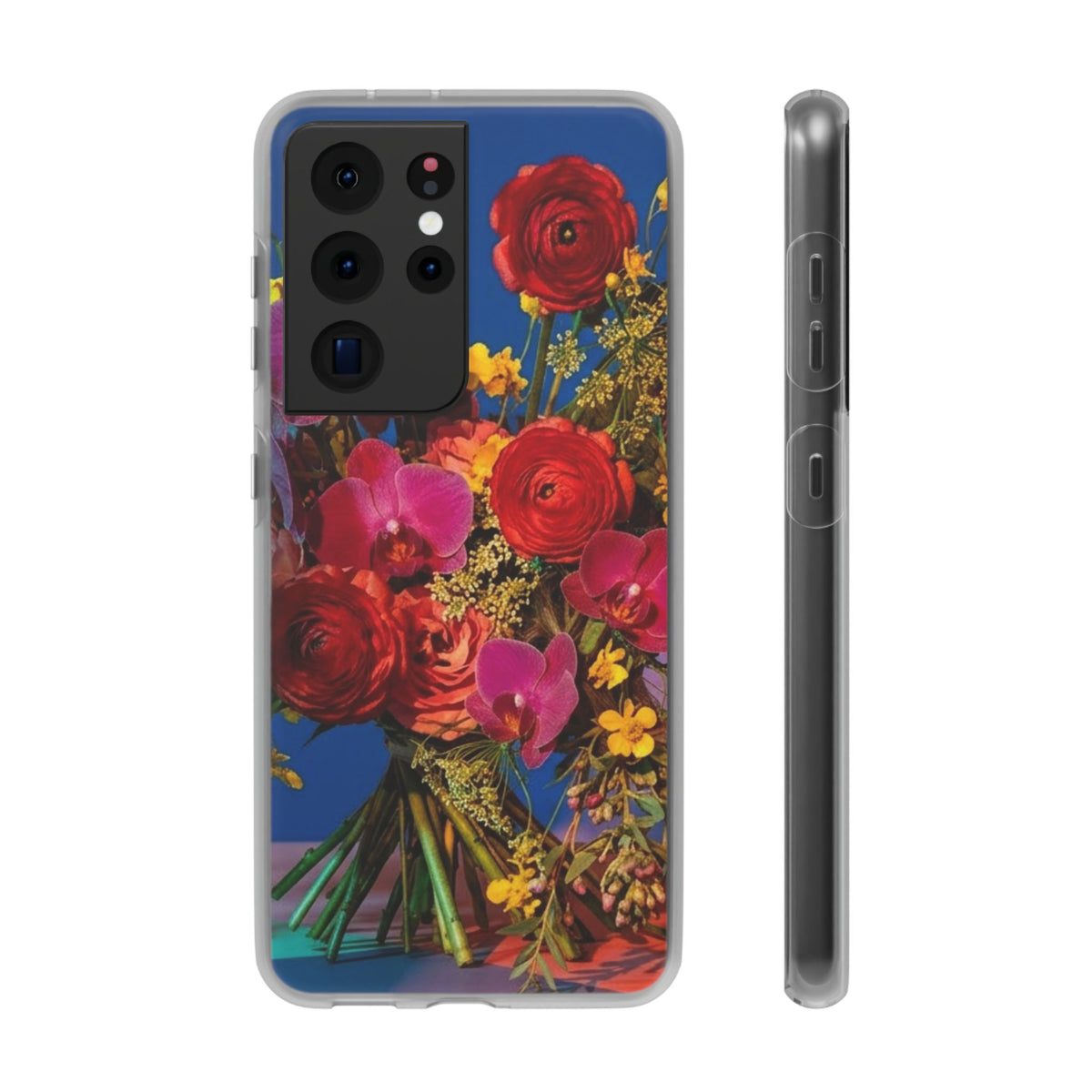 Floral Bouquet Flexi Case — Vibrant Red & Pink Flowers Phone Cover