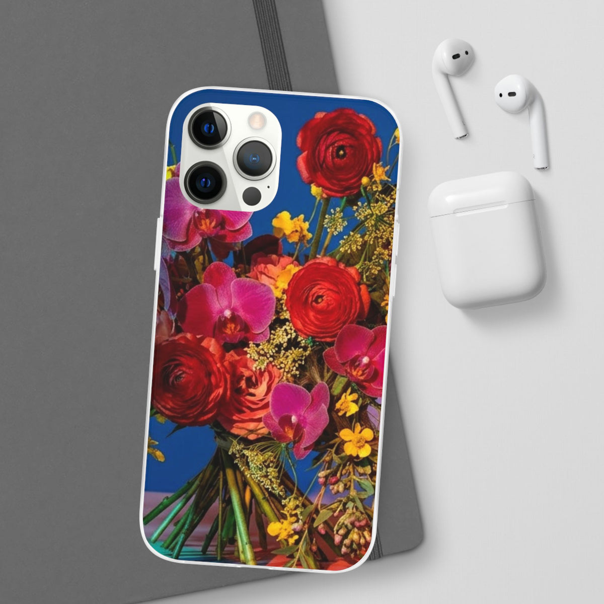 Floral Bouquet Flexi Case — Vibrant Red & Pink Flowers Phone Cover