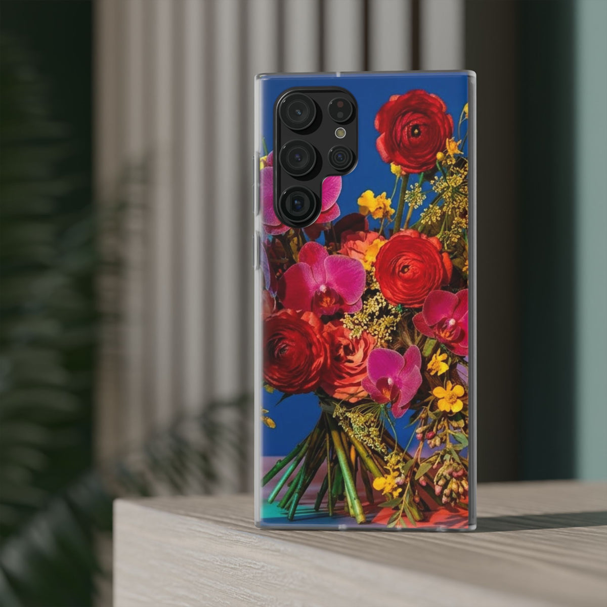 Floral Bouquet Flexi Case — Vibrant Red & Pink Flowers Phone Cover