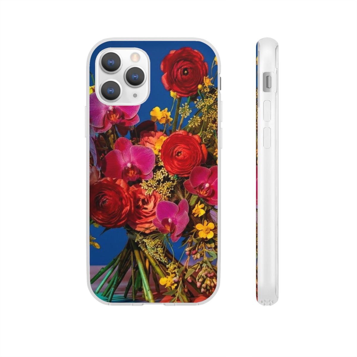 Floral Bouquet Flexi Case — Vibrant Red & Pink Flowers Phone Cover