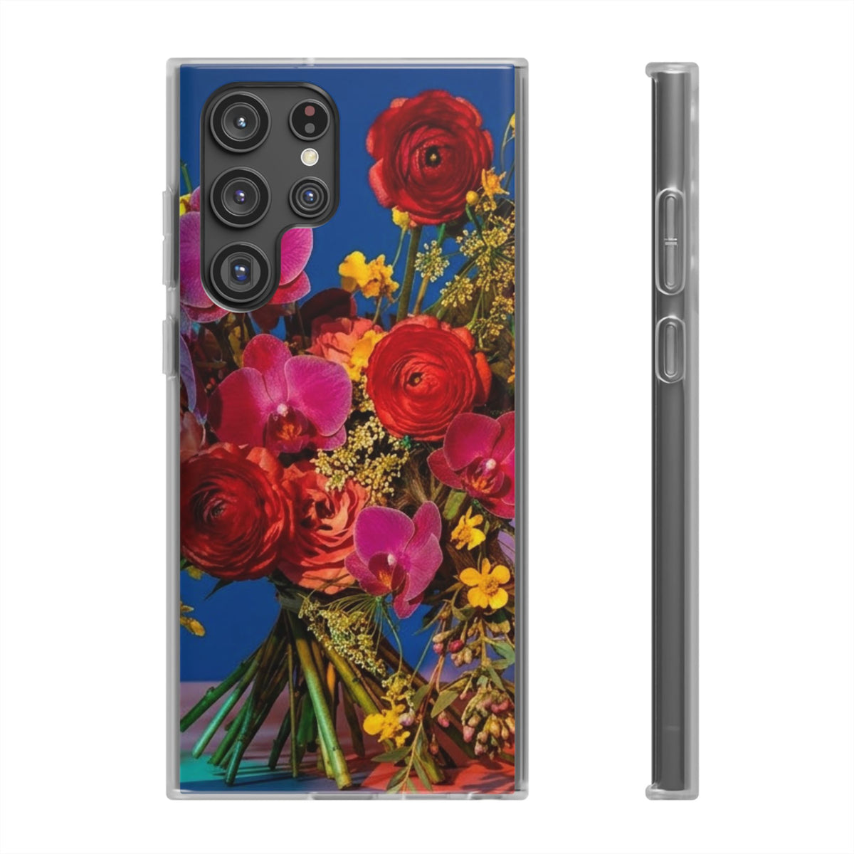Floral Bouquet Flexi Case — Vibrant Red & Pink Flowers Phone Cover