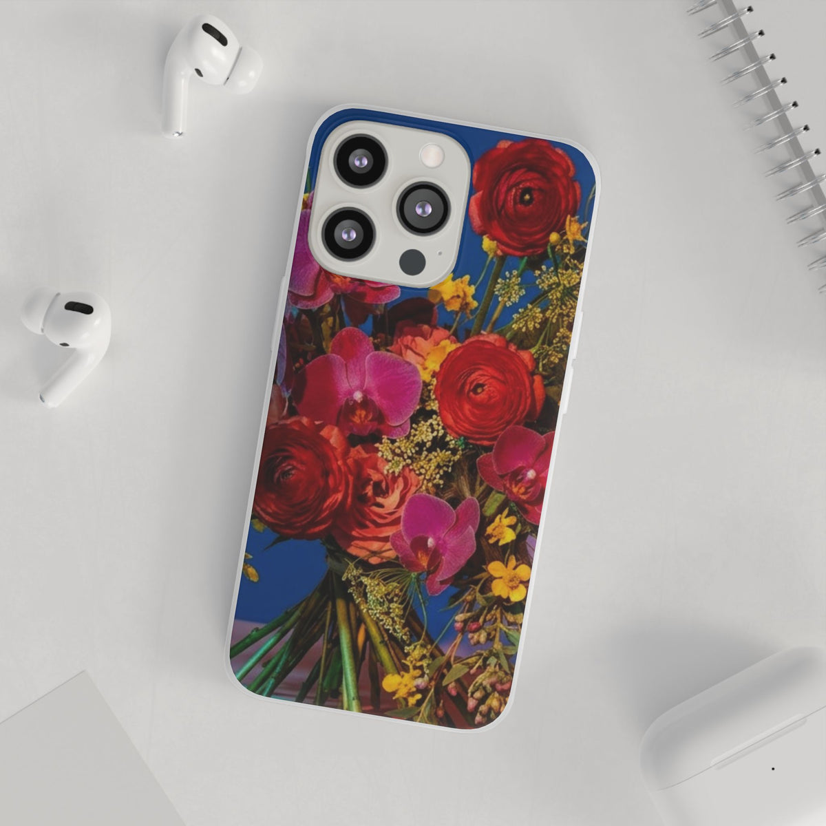 Floral Bouquet Flexi Case — Vibrant Red & Pink Flowers Phone Cover