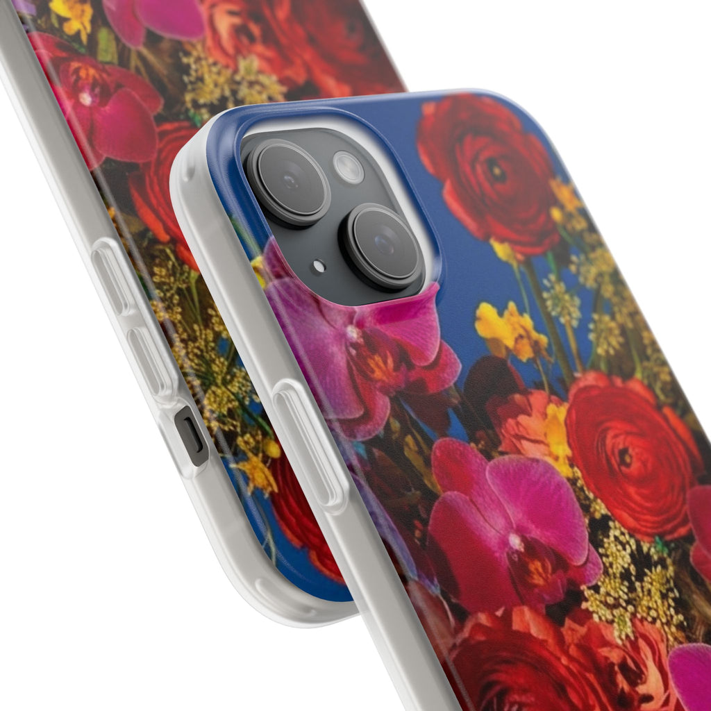 Floral Bouquet Flexi Case — Vibrant Red & Pink Flowers Phone Cover