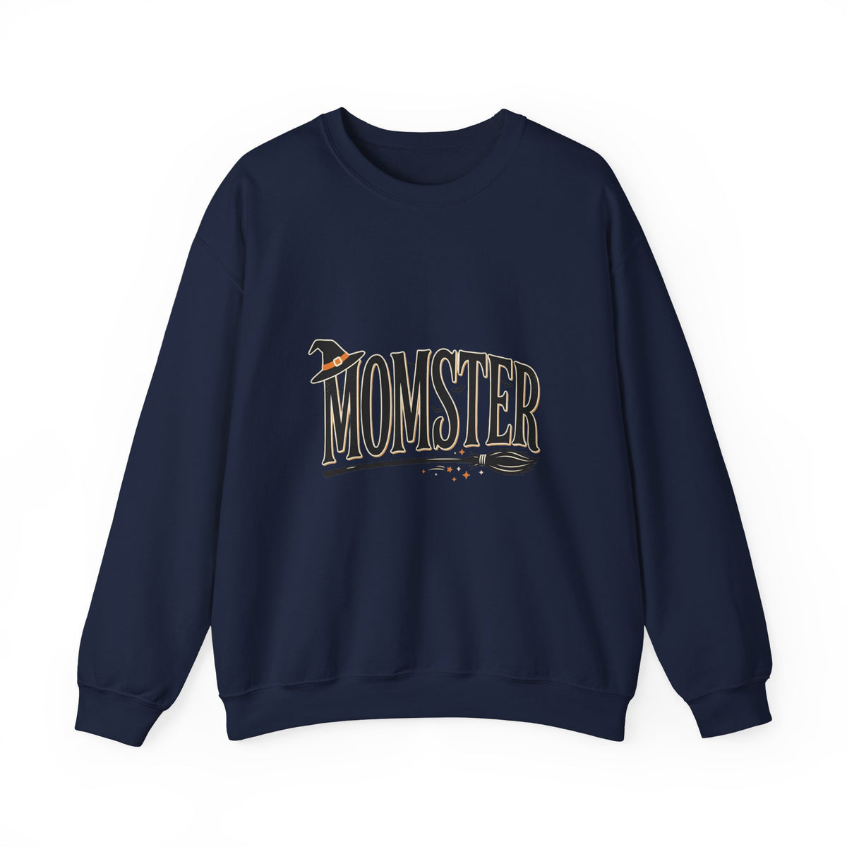 Momster Sweatshirt — Halloween Mom Crewneck with Witch Hat & Broom