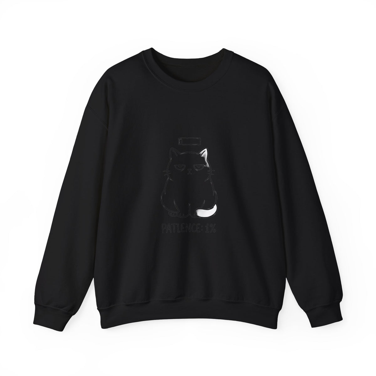 Patience 1% Cat Crewneck Sweatshirt | Grumpy Humor, Sarcastic Typography