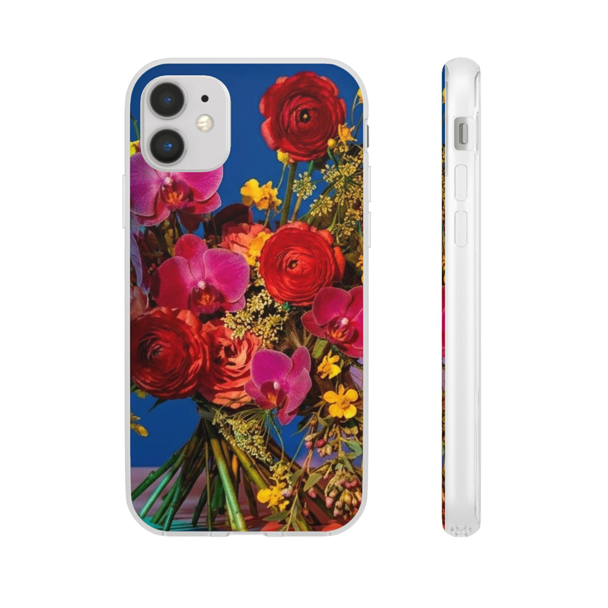 Floral Bouquet Flexi Case — Vibrant Red & Pink Flowers Phone Cover