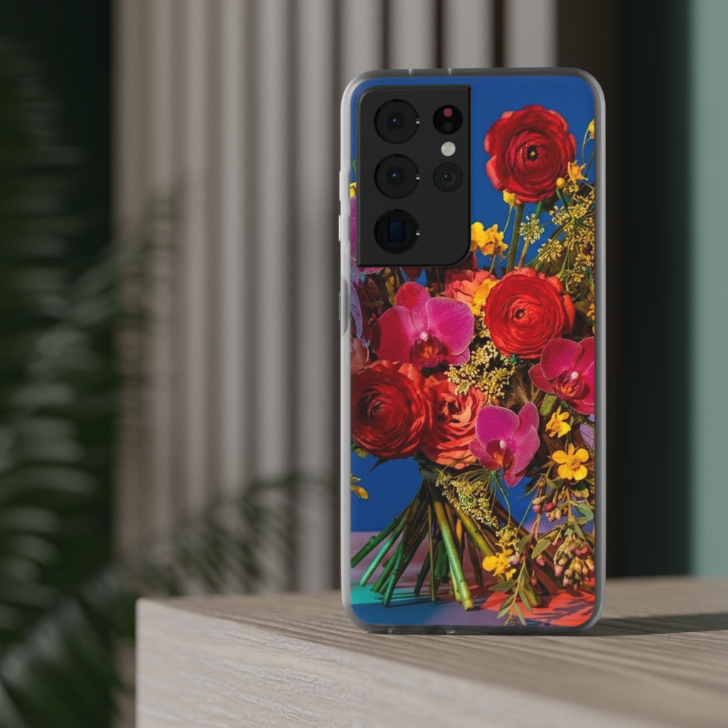 Floral Bouquet Flexi Case — Vibrant Red & Pink Flowers Phone Cover