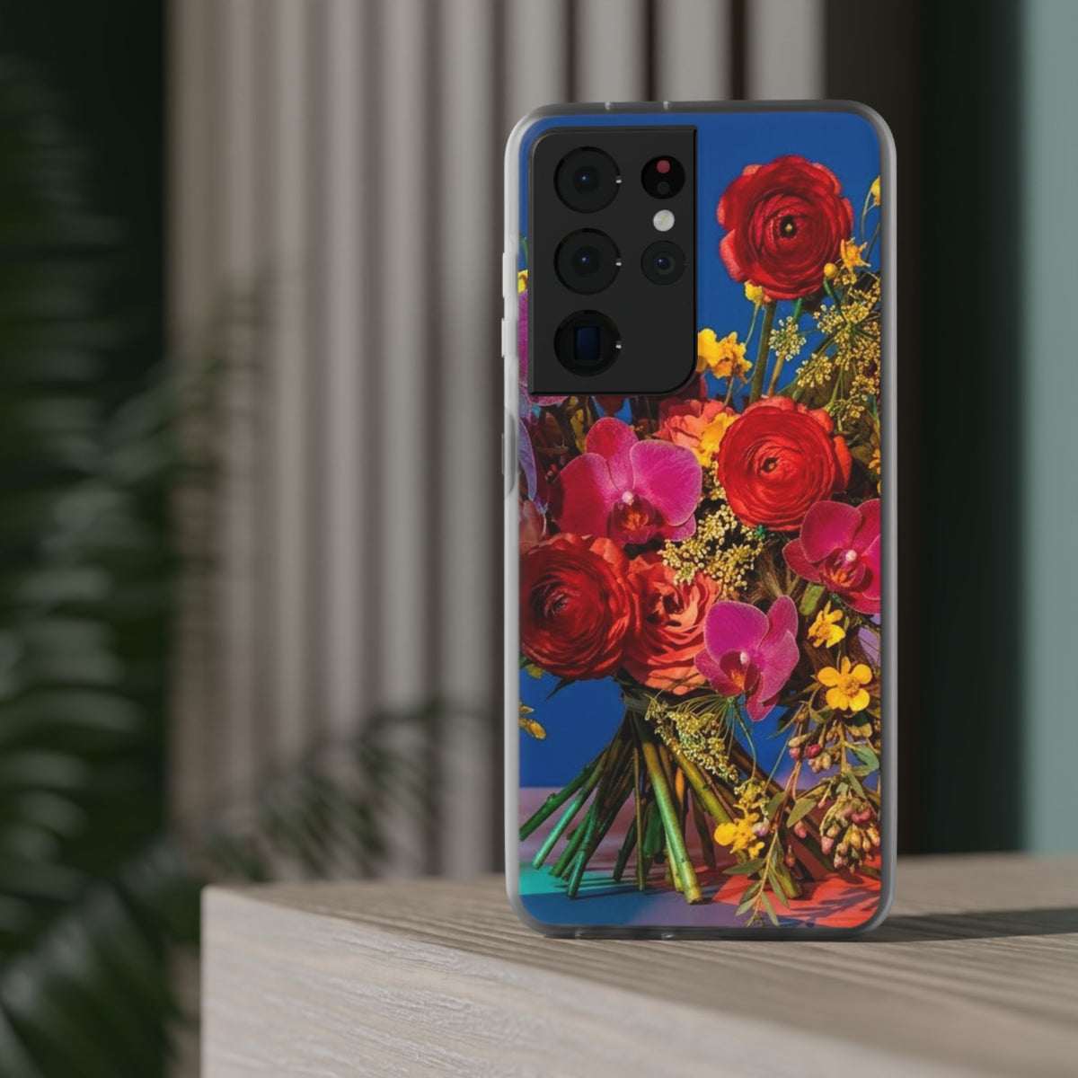 Floral Bouquet Flexi Case — Vibrant Red & Pink Flowers Phone Cover