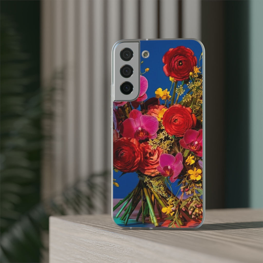 Floral Bouquet Flexi Case — Vibrant Red & Pink Flowers Phone Cover