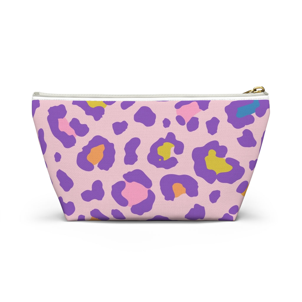 Pastel Leopard Accessory Pouch — Pink T‑Bottom Makeup Bag