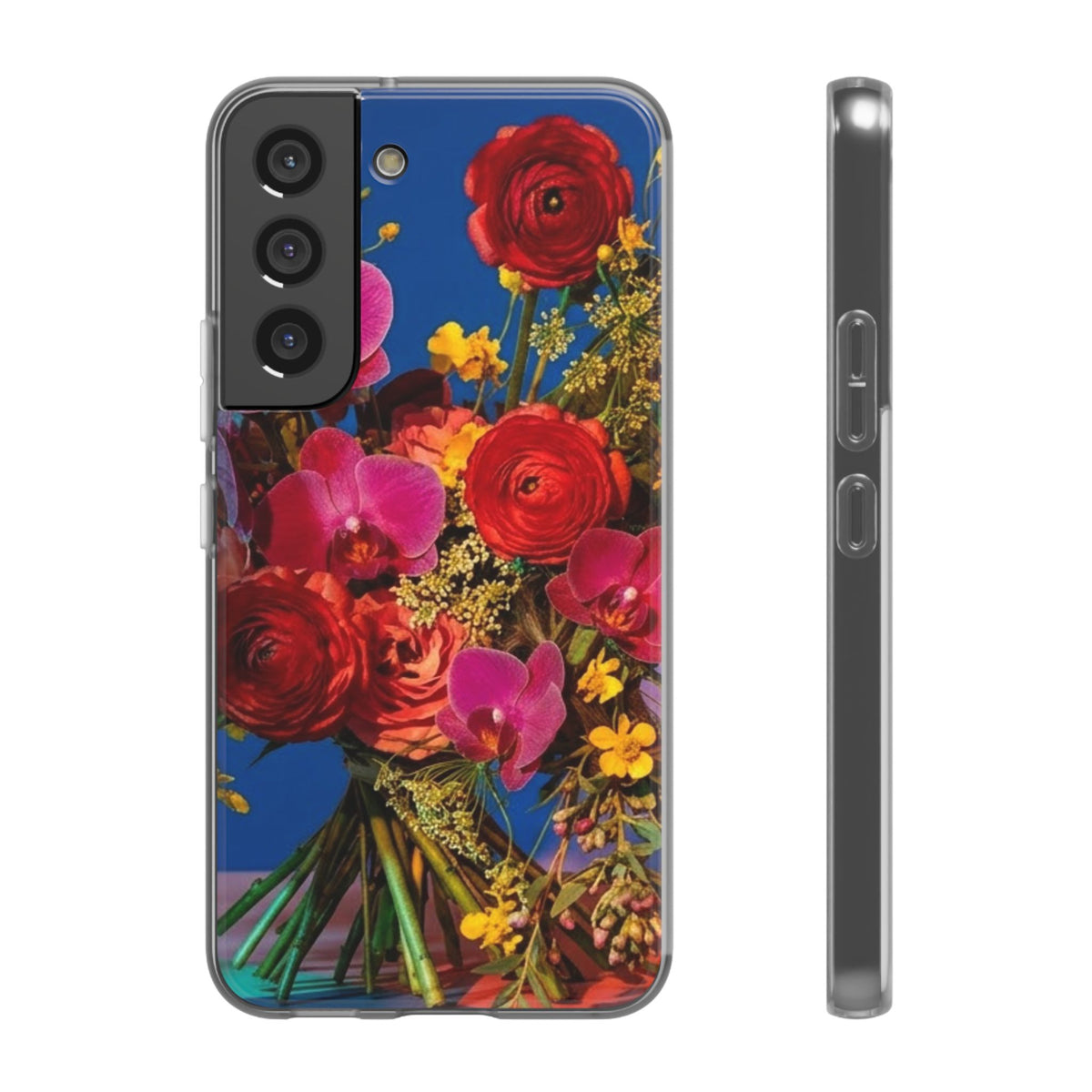 Floral Bouquet Flexi Case — Vibrant Red & Pink Flowers Phone Cover
