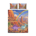 Dinosaur Rainbow Quilt Cover Set – 3-Piece Kids Bedding