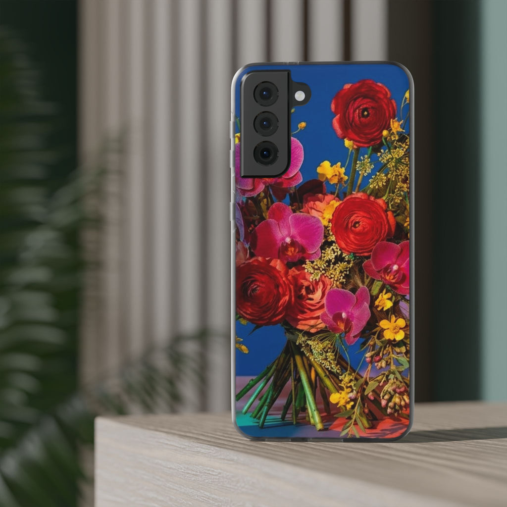Floral Bouquet Flexi Case — Vibrant Red & Pink Flowers Phone Cover