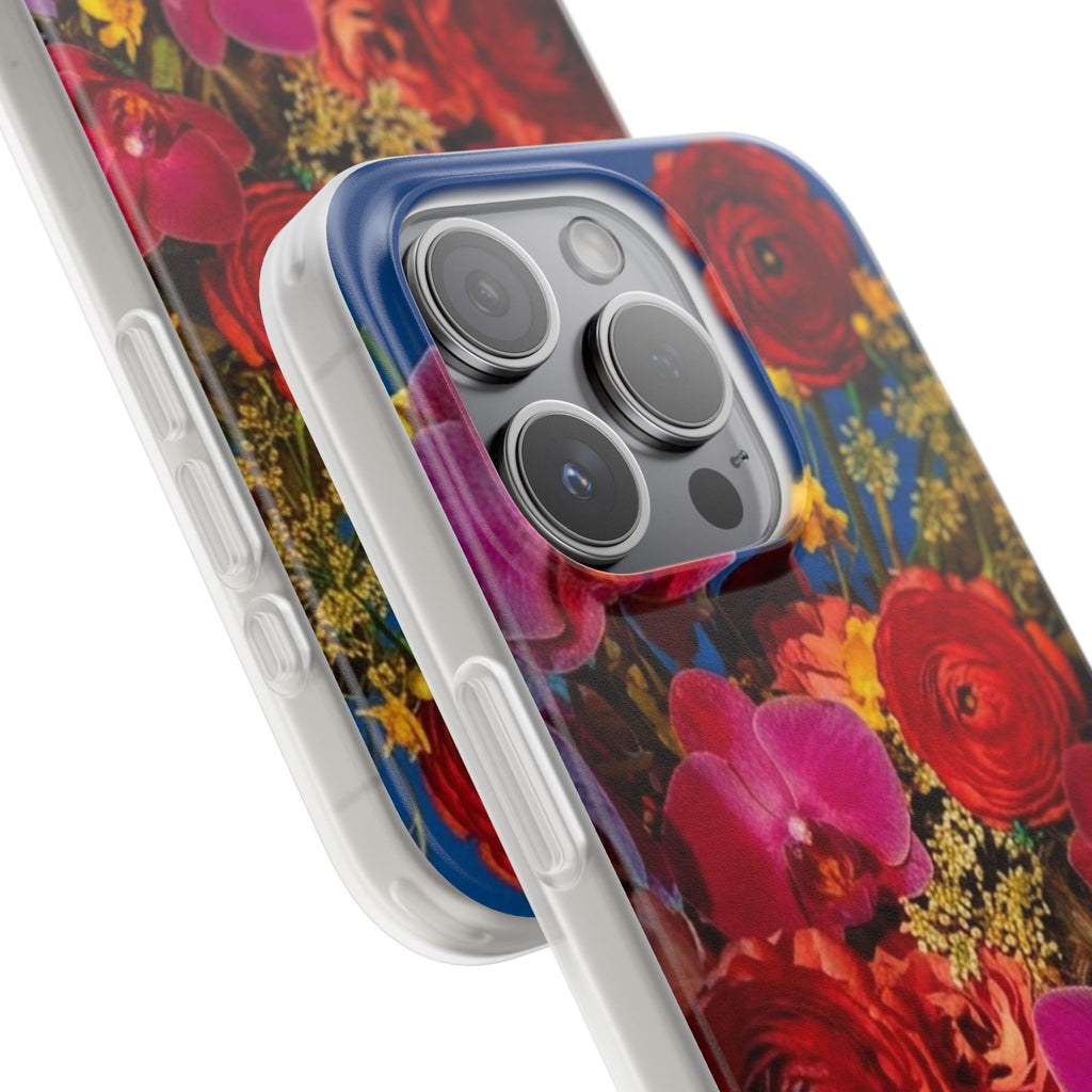 Floral Bouquet Flexi Case — Vibrant Red & Pink Flowers Phone Cover